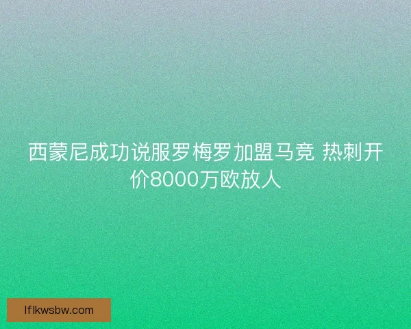 西蒙尼成功说服罗梅罗加盟马竞 热刺开价8000万欧放人