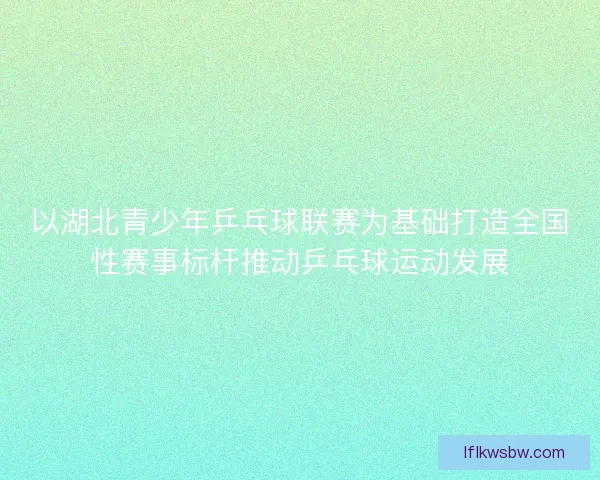 以湖北青少年乒乓球联赛为基础打造全国性赛事标杆推动乒乓球运动发展